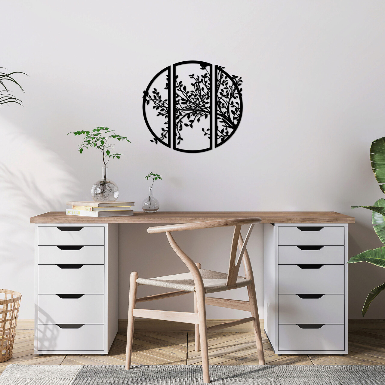 Decoratiune de perete, Piece Flower, Dimensiune: 56 x 60 cm, Negru - imagine 6